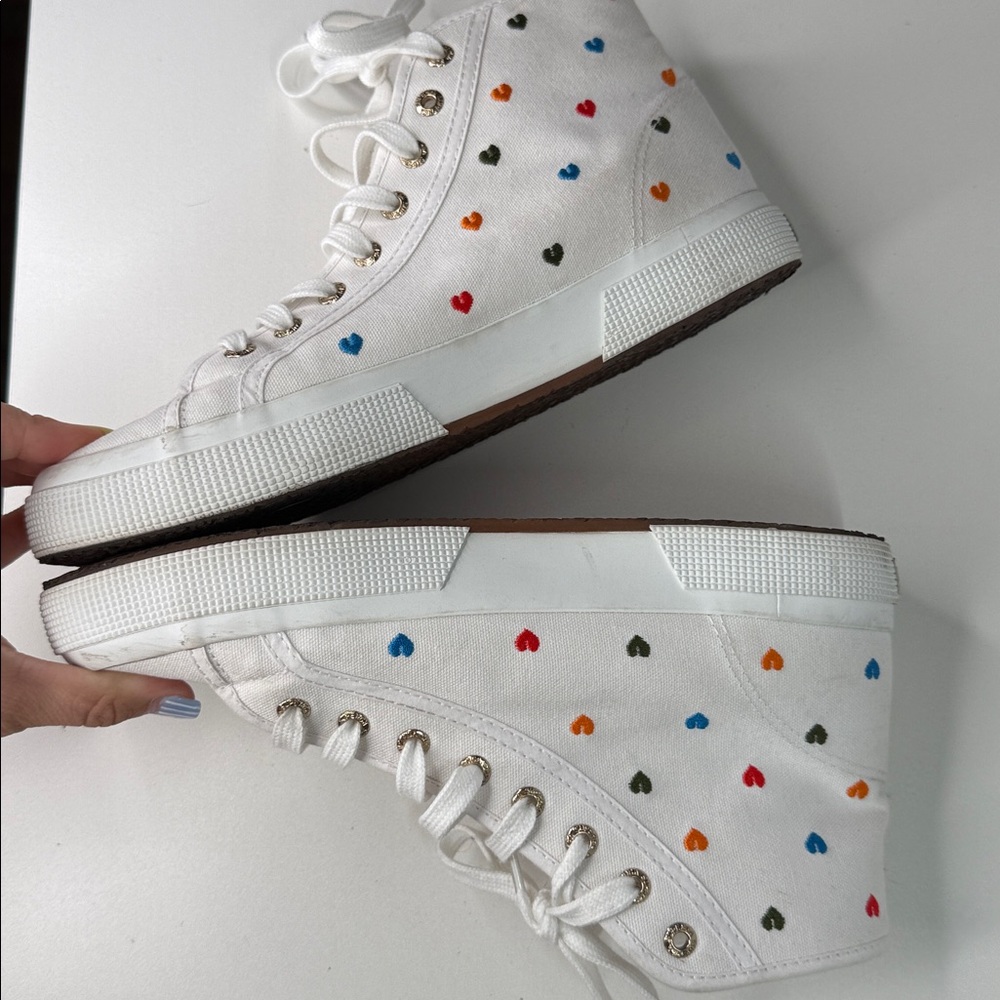 Superga 2795 little hearts embroidery high top converse sneakers 41 - Picture 6 of 11